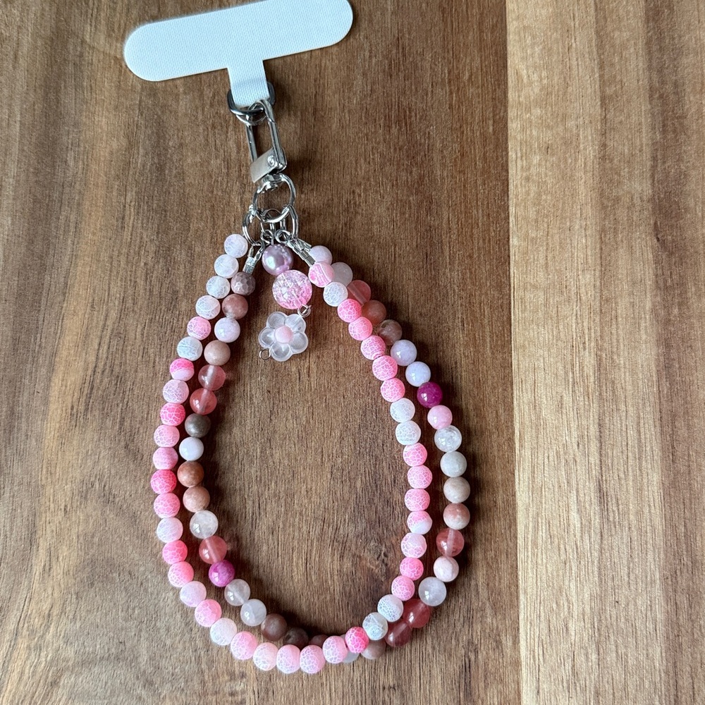 ⭐️ 110. Handmade REAL STONE -DB Bloom- Phone Strap Bracelet Clip On